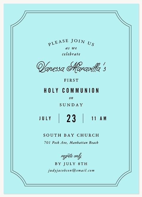 Sophisticated Event First Communion Invitations