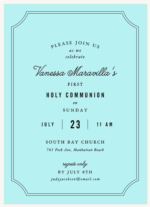 Sophisticated Event  First Communion Invitations