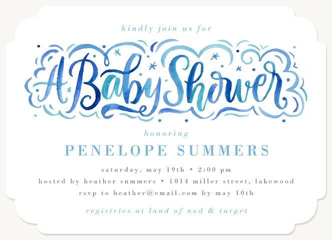 Calligraphic Baby Shower Baby Shower Invites