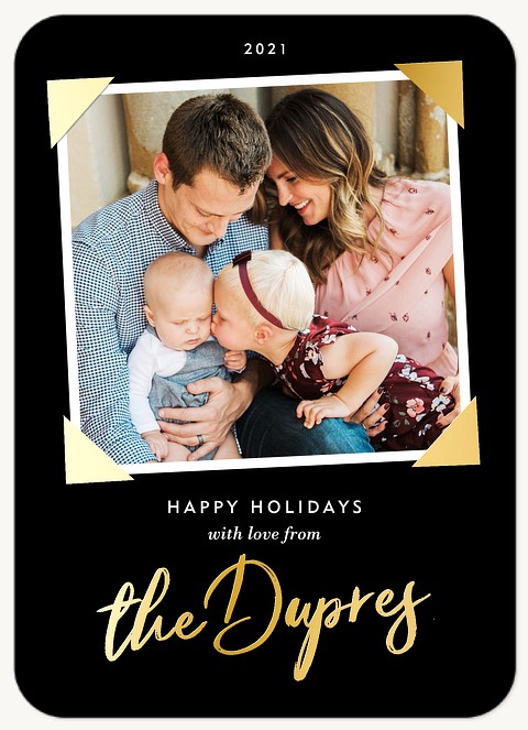Photo Corners Personalized Holiday Cards