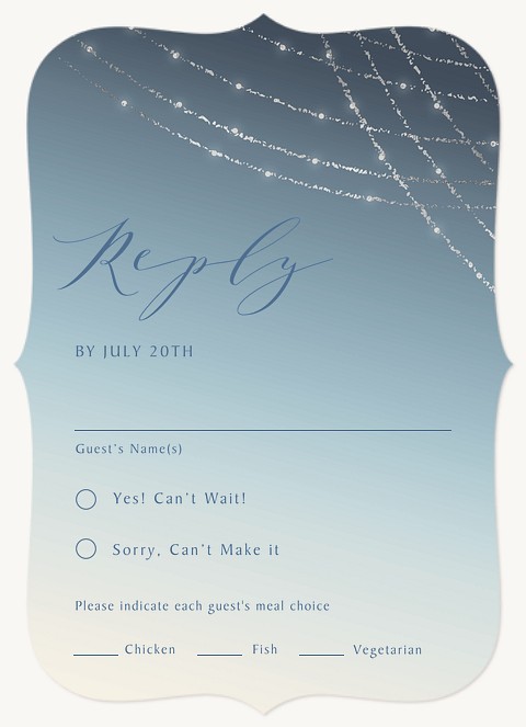 String Light Sunset Wedding RSVP Cards