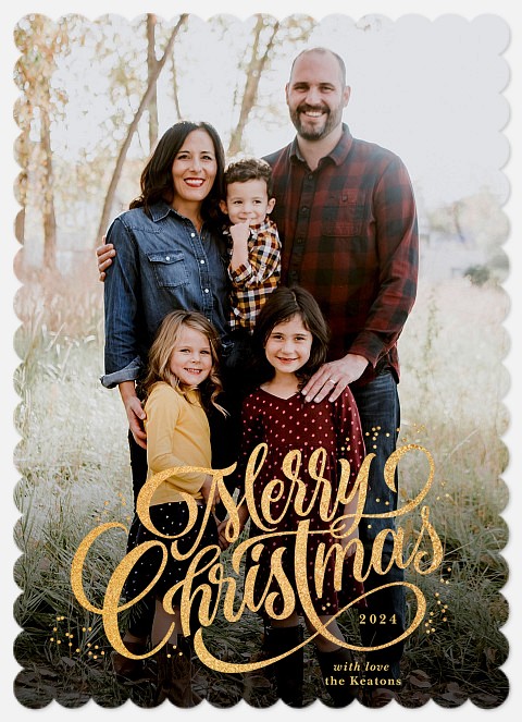 Shimmering Script Holiday Photo Cards