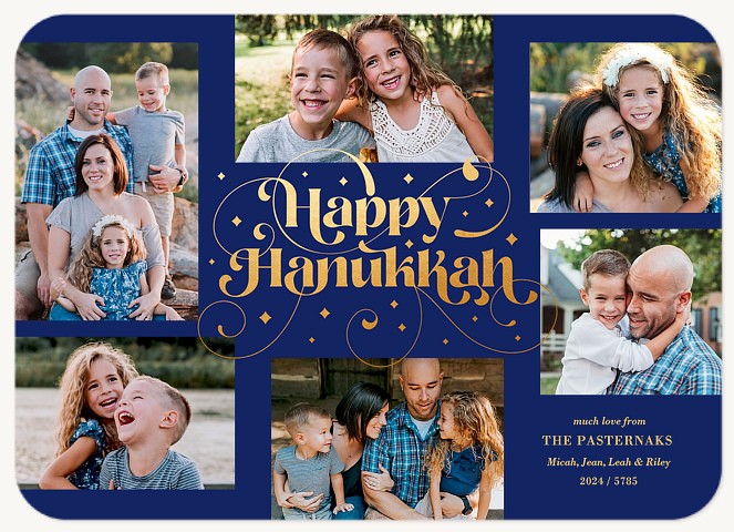 Golden Swirls Hanukkah Cards