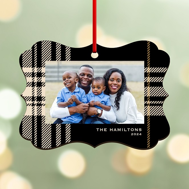 Offset Plaid Personalized Ornaments