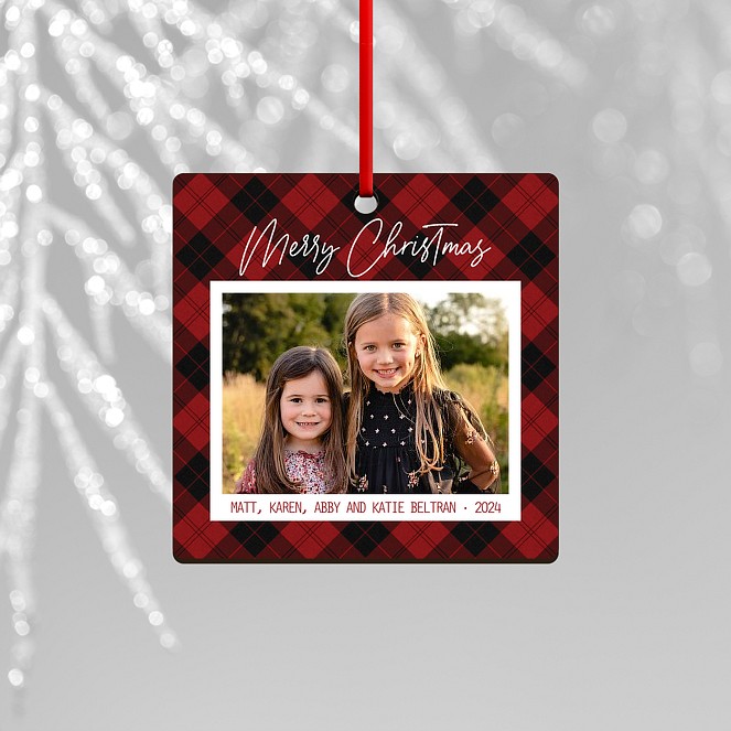 Plaid Square Custom Ornaments