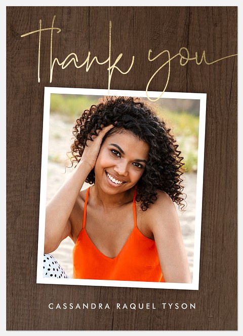 Walnut Finish Thank You Cards 