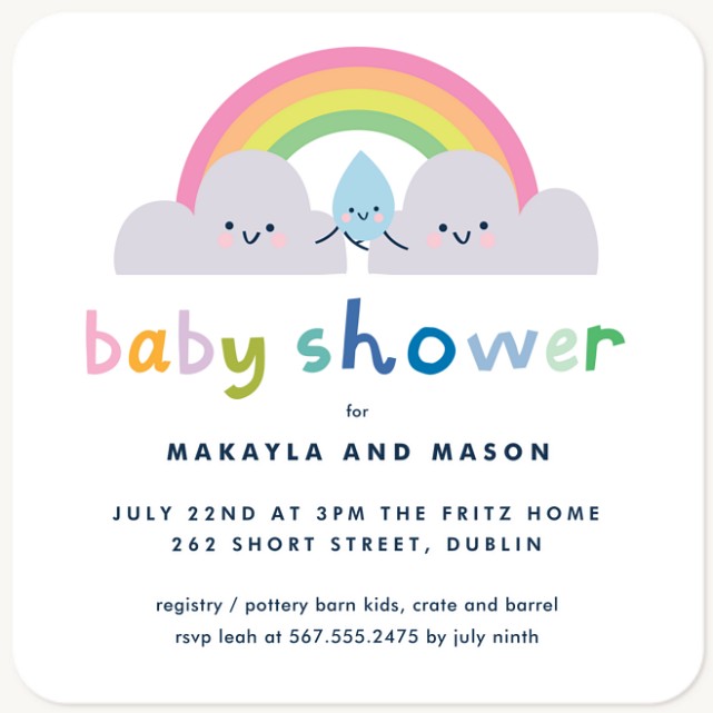 Rainbow Skies Baby Shower Invites