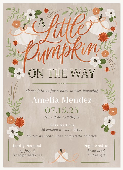 A Little Pumpkin Baby Shower Invites