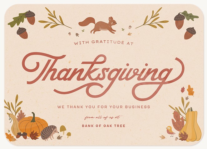 Woodland Thanksgiving Business Holiday Cards