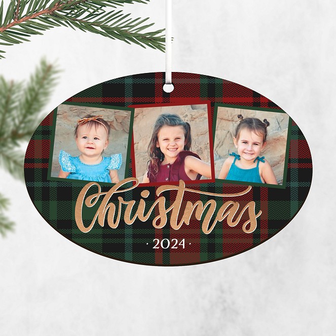 Plaid Trio Personalized Ornaments