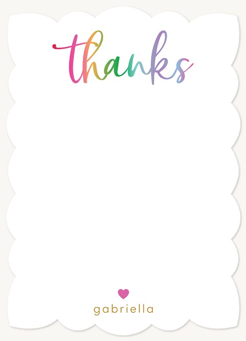 Rainbow Thanks Thank You Cards 