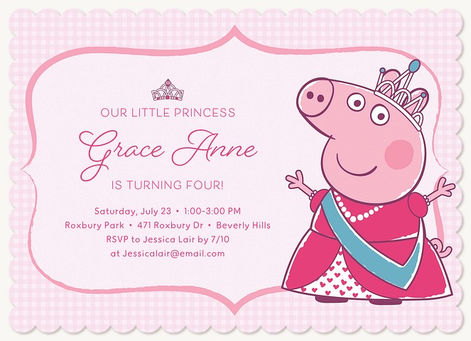 Peppa Pig Princess Party Peppa Pig Birthday Party Invitations