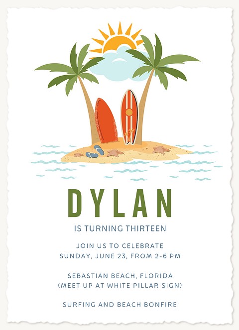 Beachside Teen Birthday Invitations