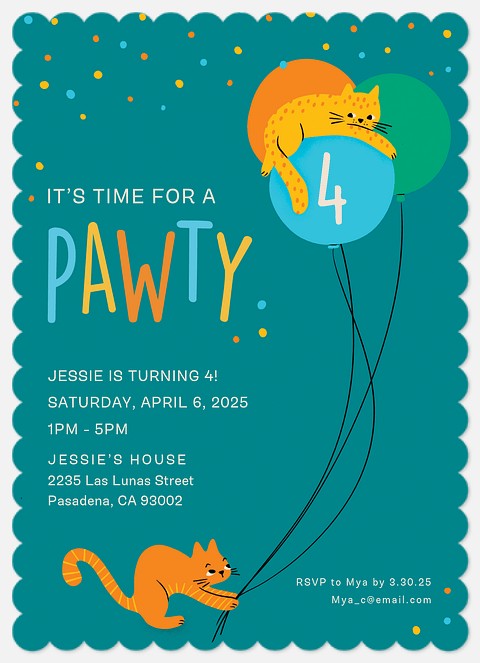 Pawty Time! Kids' Birthday Invitations