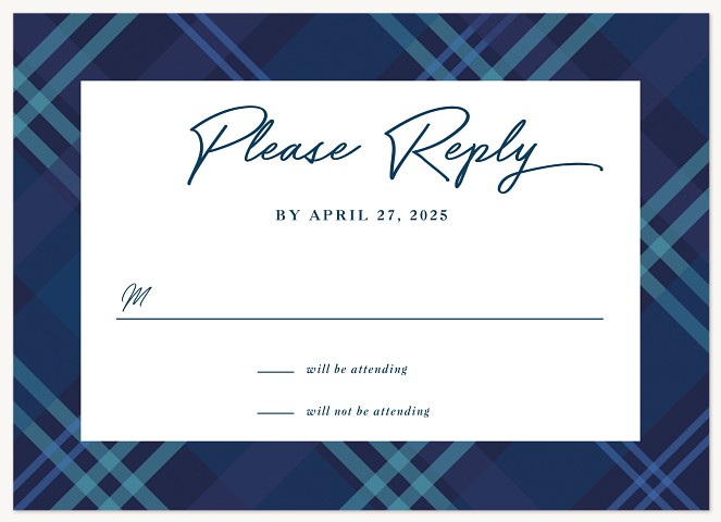 Plaid Border Bar Mitzvah RSVP Cards