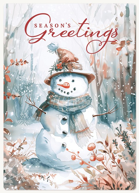 Watercolor Snowman Holiday & Christmas Magnet Cards