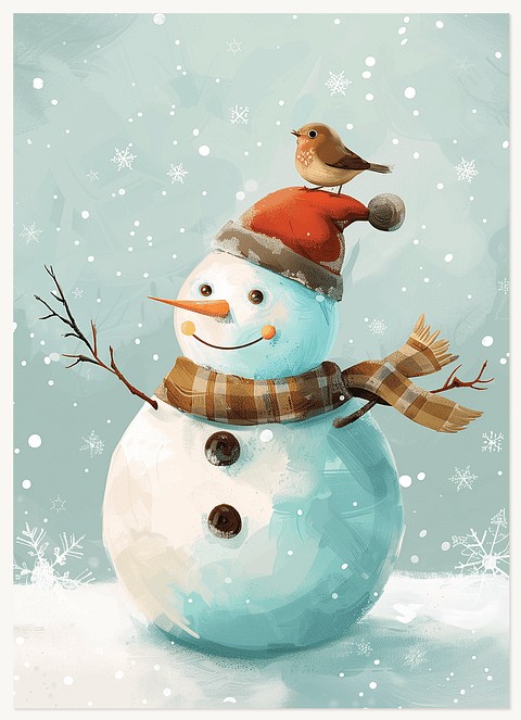 Snowman & Bird Business Holiday Cards