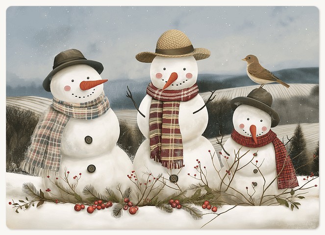 Snowman Trio Holiday & Christmas Magnet Cards