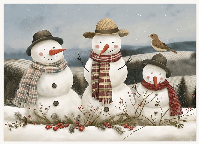 Snowman Trio Business Holiday Cards