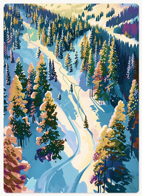 Ski Hill Holiday & Christmas Magnet Cards