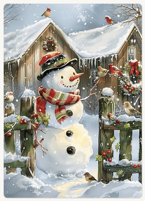 Cute Snowman Holiday & Christmas Magnet Cards