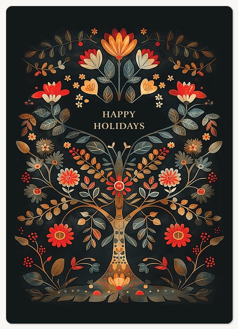 Ornate Folk Holiday & Christmas Magnet Cards