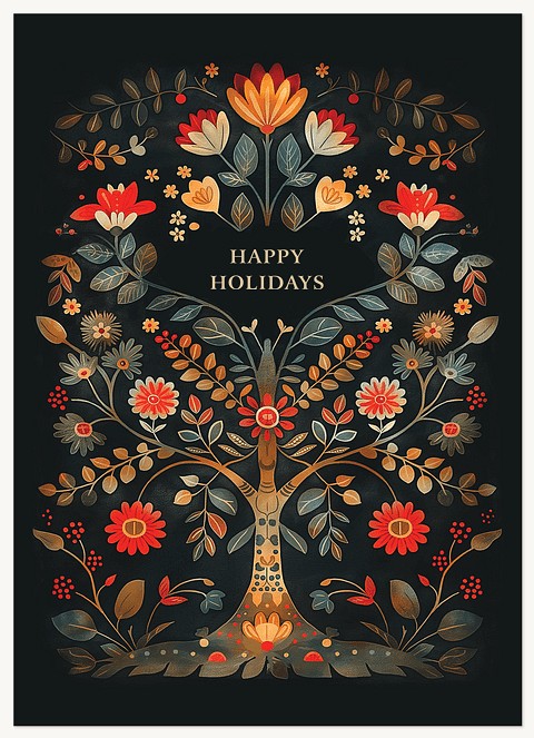 Ornate Folk Business Holiday Cards