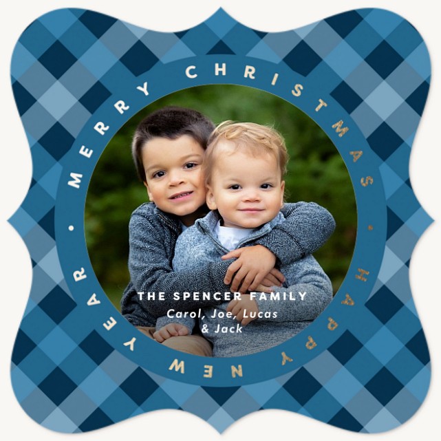 Checkered Plaid Personalized Holiday Cards