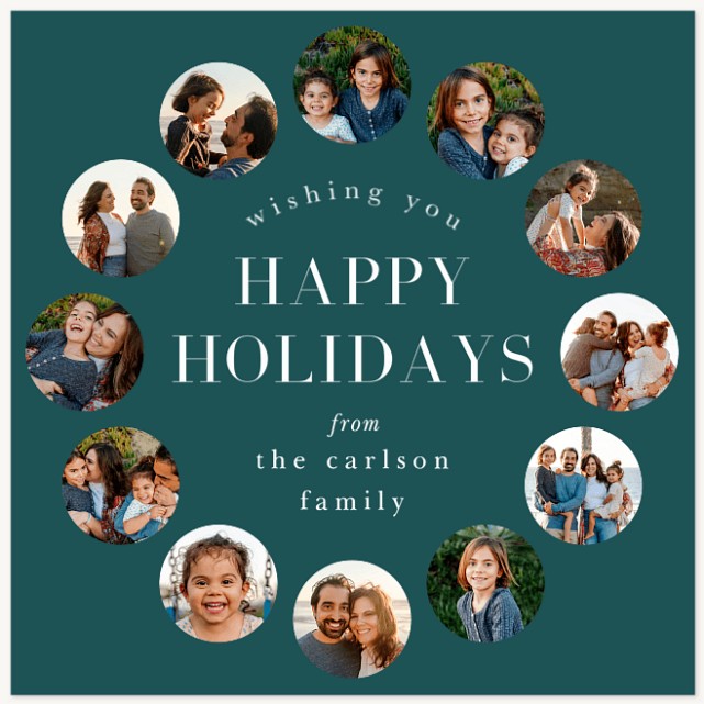 Circle Wreath Personalized Holiday Cards