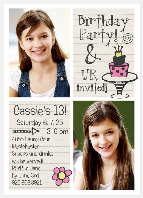 Birthday Notes Kids' Birthday Invitations