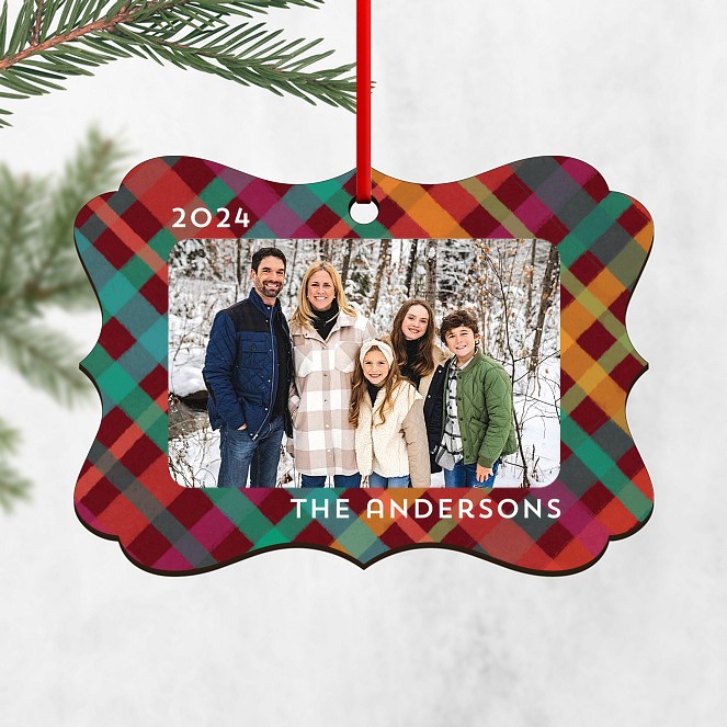 Bright Plaid Personalized Ornaments