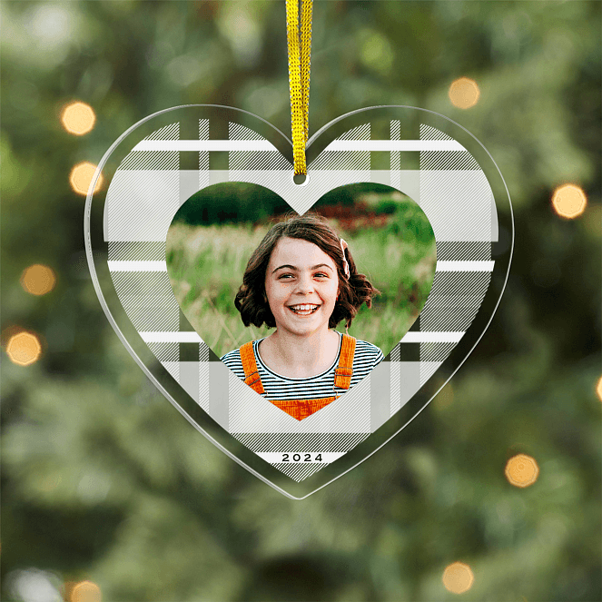 Plaid Heart Personalized Ornaments