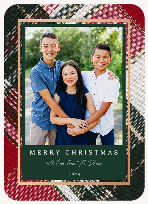 Layered Plaid Personalized Holiday Cards