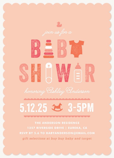 Vintage Essentials Baby Shower Invites