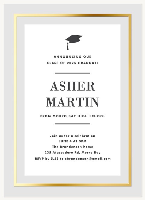 Gold Classic Graduation Announcements