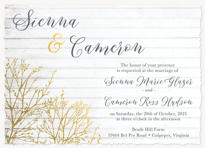 Gilded Brush Wedding Invitations