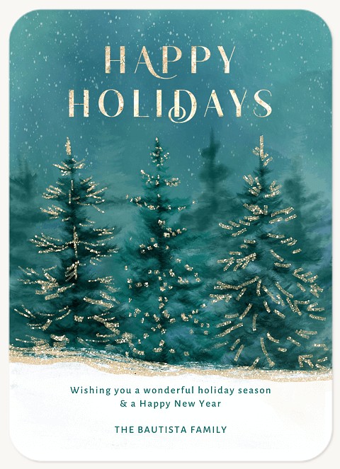 Glistening Evergreens Personalized Holiday Cards