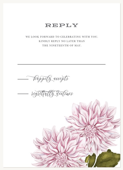 Dahlia Adornment Wedding RSVP Cards