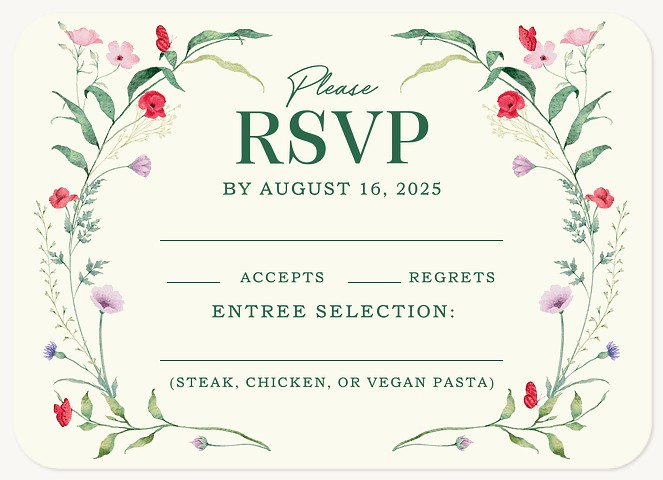 Whimsical Floral Wedding RSVP Cards