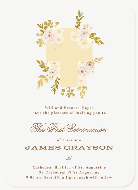 Beautiful Cross First Communion Invitations