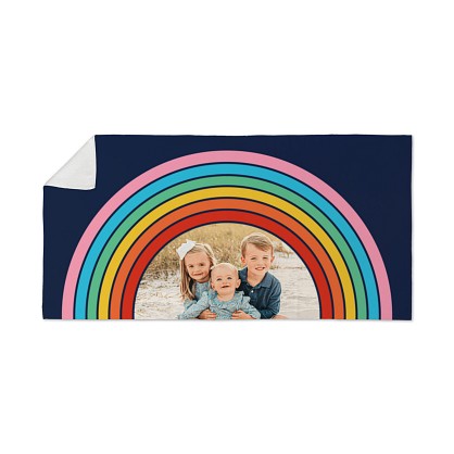 Retro Rainbow Photo Beach Towel