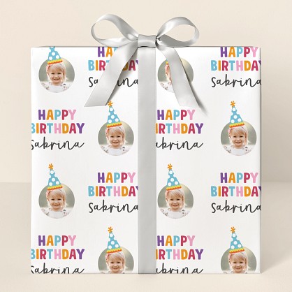 Happy Birthday Hat Photo Wrapping Paper