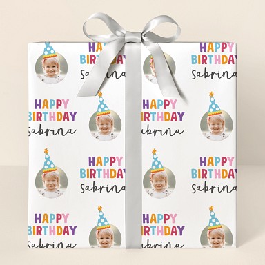 Happy Birthday Hat Photo Wrapping Paper