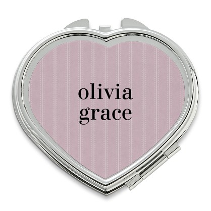 Vintage Lines Heart Compact Mirror