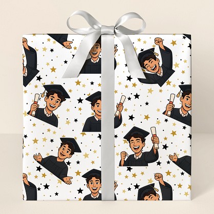 Cartoon of You Happy Grad Wrapping Paper