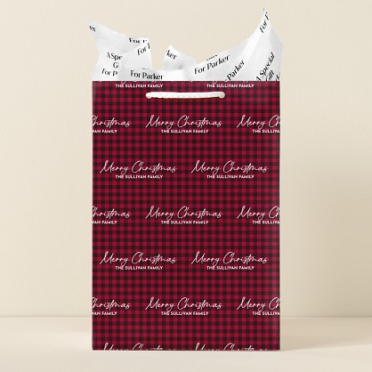 Cozy Plaid Holiday Gift Bag