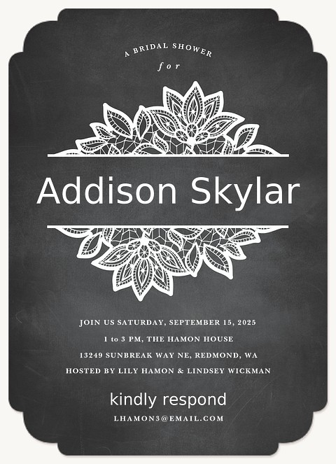 Chalkboard Lace Bridal Shower Invitations