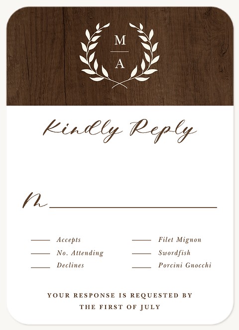 Rustic Laurels Wedding RSVP Cards