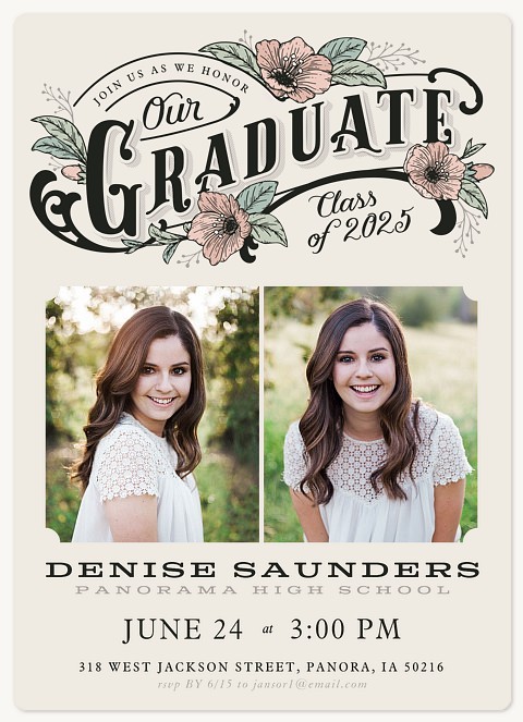 Vintage Blooms Graduation Invitations