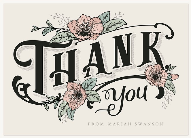 Vintage Blooms Graduation Thank You Cards